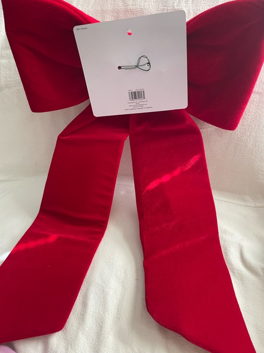 NWT Celebrate It Large Red Velvet Tree Bow - Picture 2 of 9